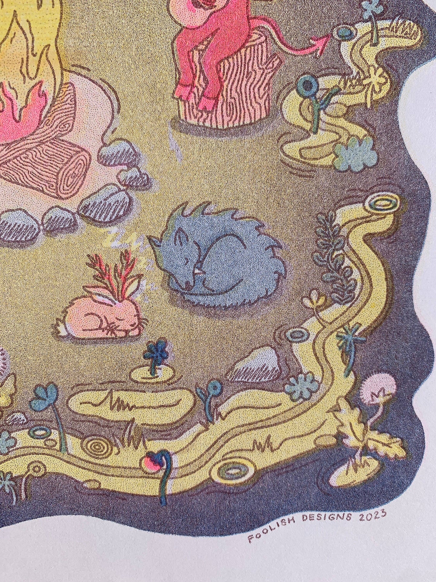 Camp Cryptid Risograph Print | Carrie Garrison (VA)