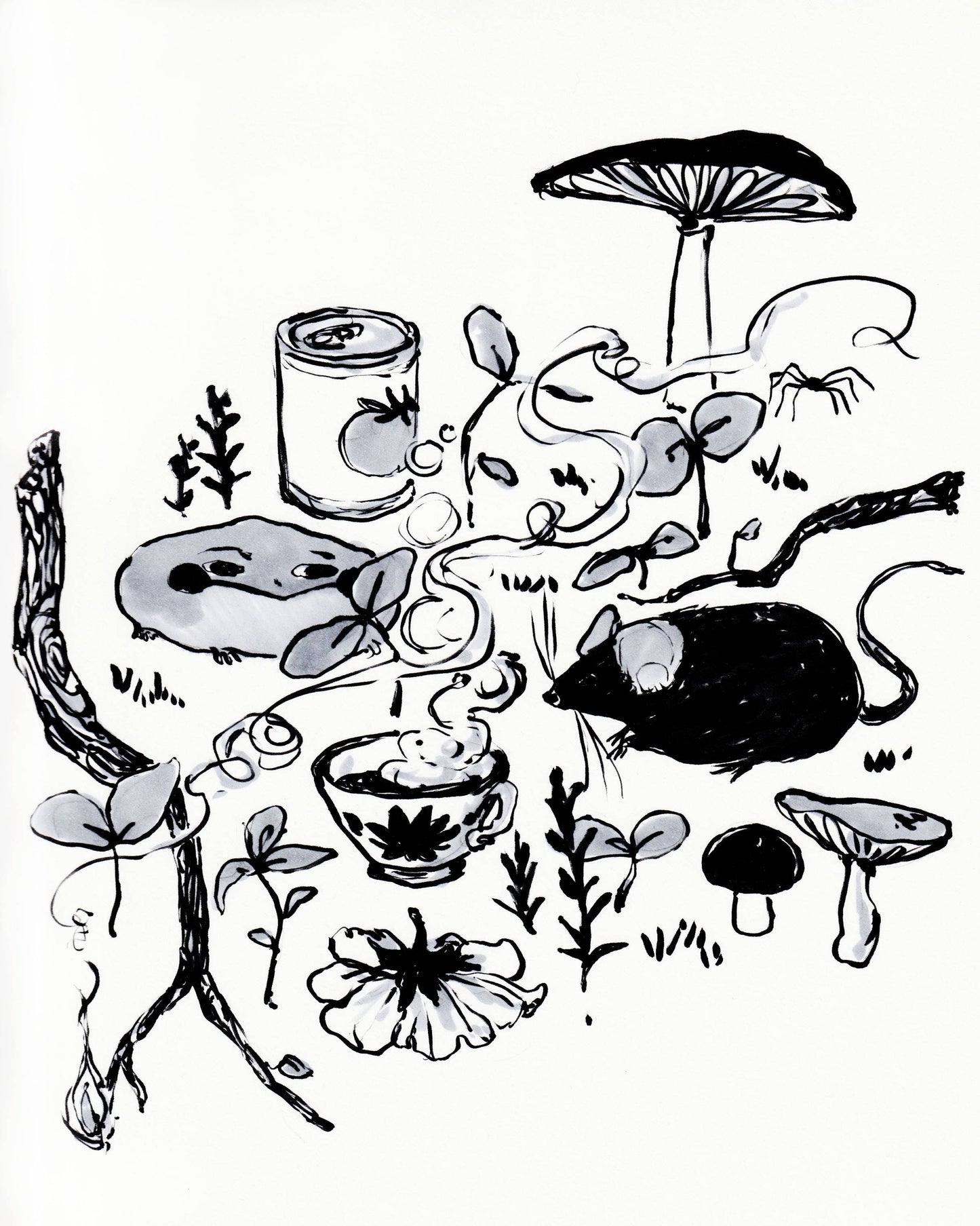 Frog & Mouse with Forest Tea Art Print | Rebekah Evans (NC)