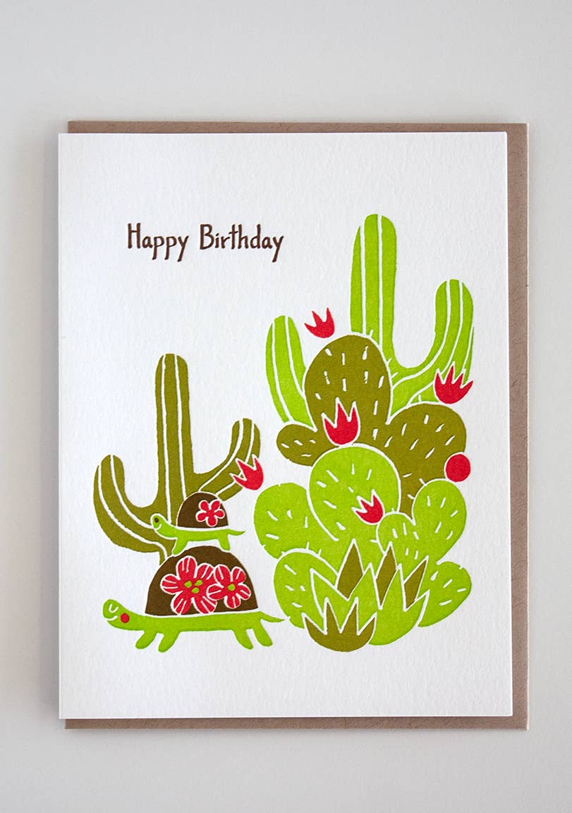 Desert Tortoises Birthday Letterpress Card |Single Card|  Fugu Fugu Press (CA)