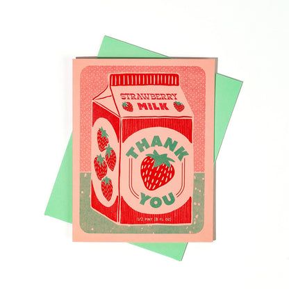 Strawberry Milk Thank You Risograph Card | Bromstad Printing Co. (VA)