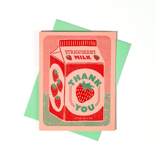 Strawberry Milk Thank You Risograph Card | Bromstad Printing Co. (VA)