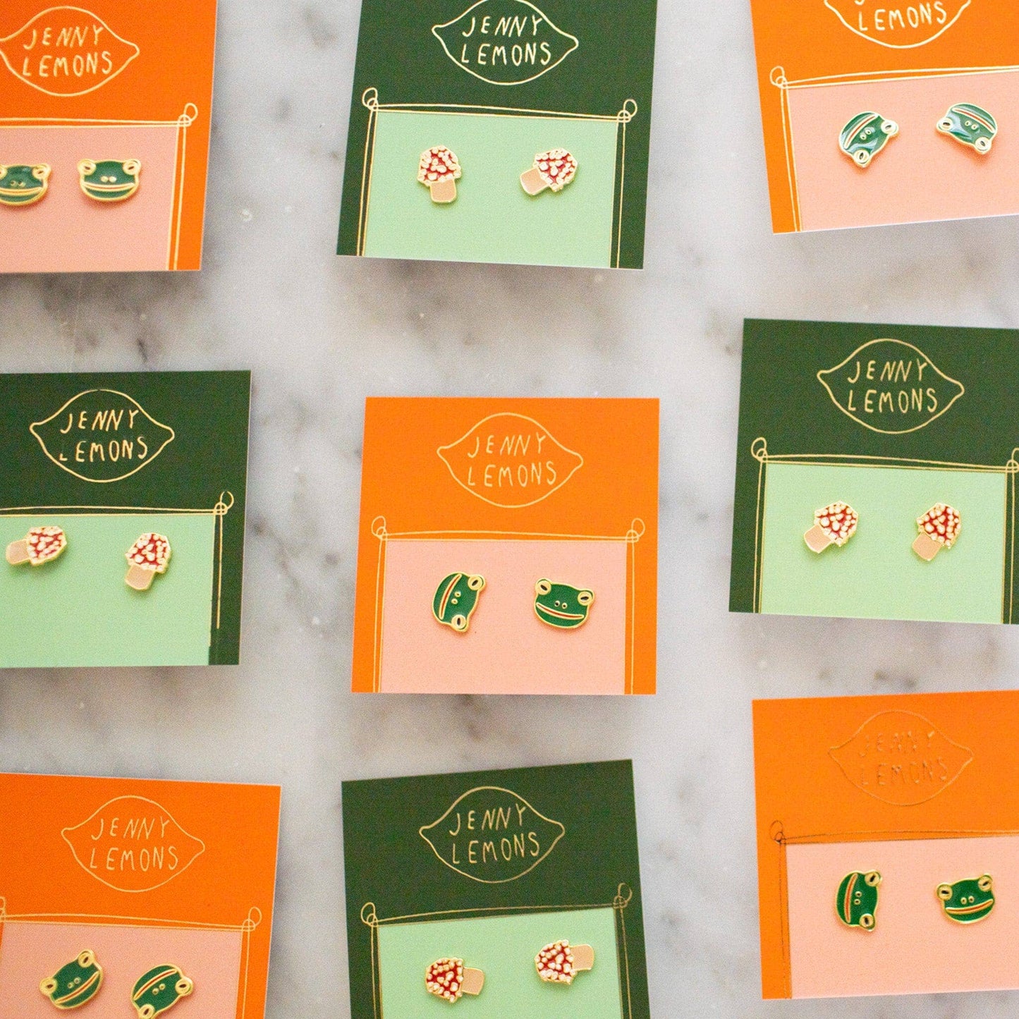 18k Gold Frog Enamel Earrings | Jenny Lemons (CA)