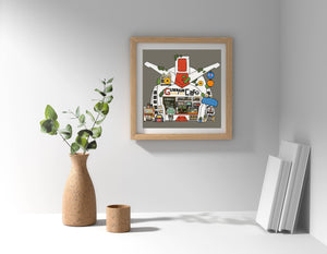 Gundam Head Cafe Art Print | Sushiboiiiyy (CAN)
