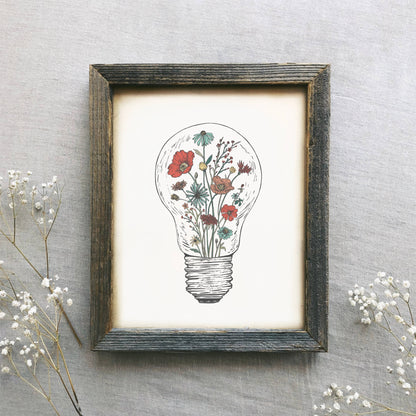Floral Lightbulb Art Print | Kaari Selven (OR)