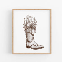 Load image into Gallery viewer, Cactus and Succulent Cowboy Boot Art Print | Kaari Selven (OR)
