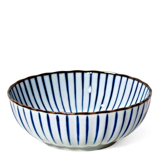 Tokusa Blue Lines Ceramic Bowl (Japan)