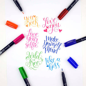 Fudenosuke Colors Calligraphy Brush Pens | 10-Pack | Tombow (Japan