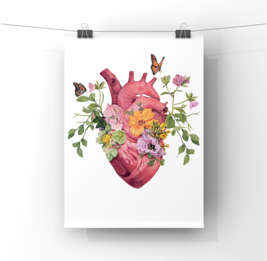 Flutter Heart Flower Anatomy Art Print | Trisha Thompson Adams (OK)