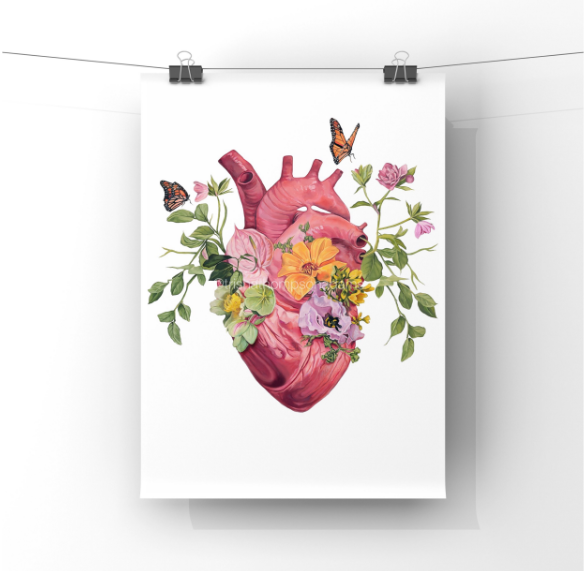 Flutter Heart Flower Anatomy Art Print | Trisha Thompson Adams (OK)