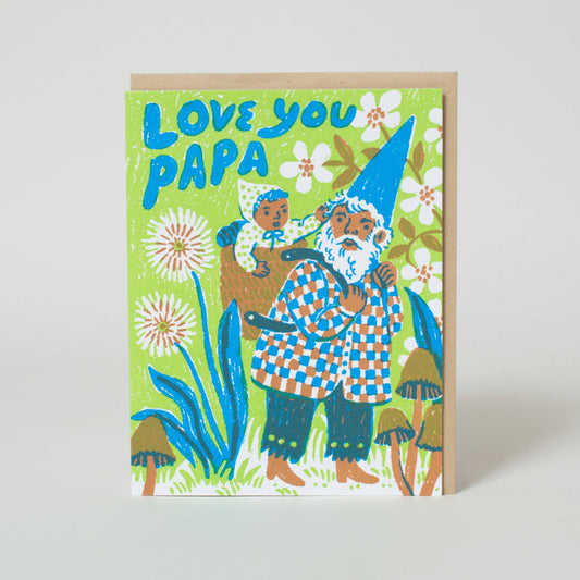 Love You Papa Gnome Letterpress Greeting Card | Phoebe Wahl (WA)