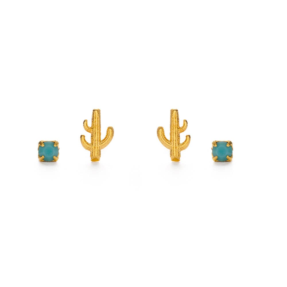 Cactus + Turquoise Stud Earring Set | Amano Studio (CA)