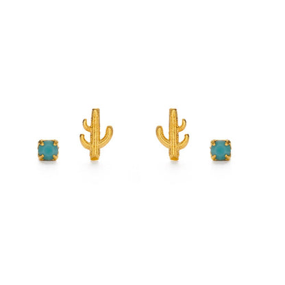 Cactus + Turquoise Stud Earring Set | Amano Studio (CA)