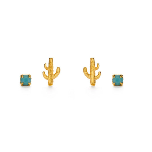 Cactus + Turquoise Stud Earring Set | Amano Studio (CA)