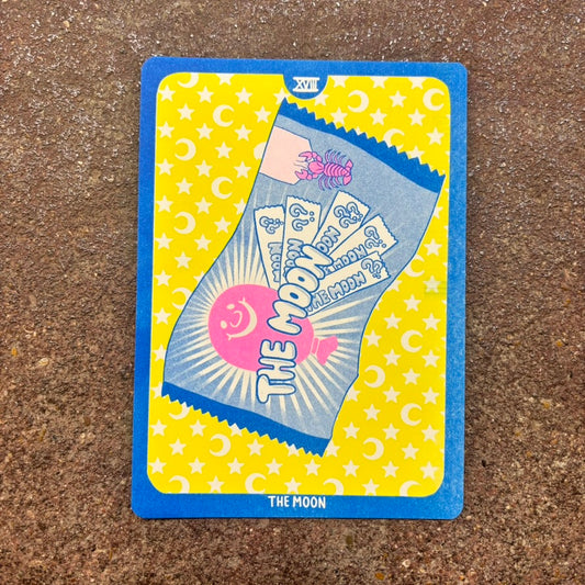 Cornerstore Tarot Risograph Print Postcard | The Moon | Christina Hu (CA)