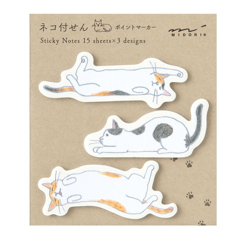 Stretching Cats Sticky Notes Set | Midori (Japan)