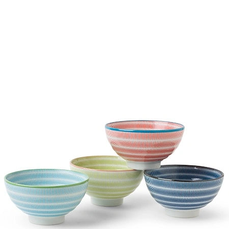 Sendan Colors Line Ceramic Rice Bowl Set (Japan)