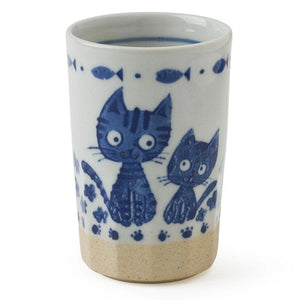 Blue Cats Ceramic Teacup (Japan)