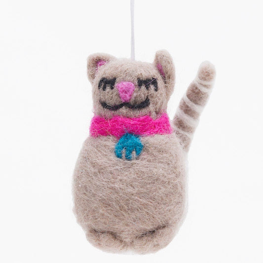 Cat Tan Wool Felt Ornament