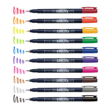 Load image into Gallery viewer, Fudenosuke Colors Calligraphy Brush Pens | 10-Pack | Tombow (Japan
