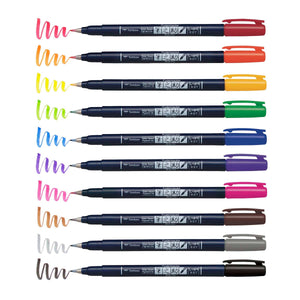 Fudenosuke Colors Calligraphy Brush Pens | 10-Pack | Tombow (Japan