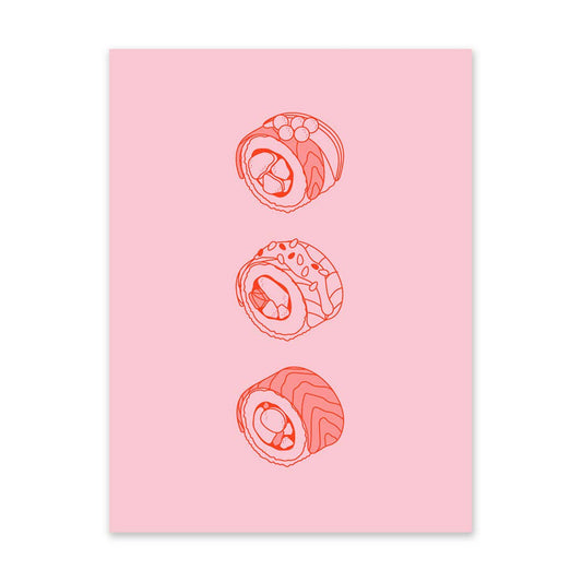 Pink and Red Sushi Risograph Print | Ohh Deer (UK)