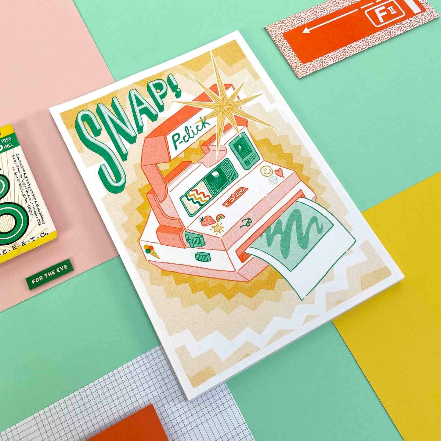 A5 Snap! Polaroid Camera Risograph Print | Jacqueline Colley (UK)