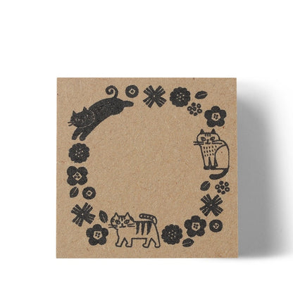 Floral Cat Rubber Stamp | Decole (Japan)