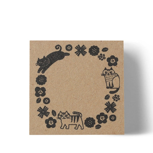 Floral Cat Rubber Stamp | Decole (Japan)
