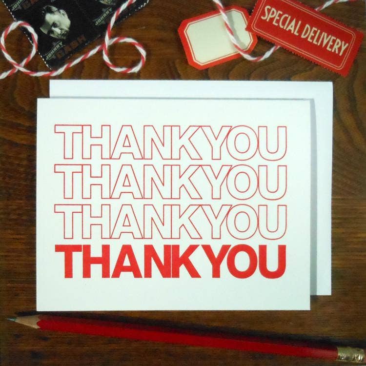 Thank You Bag Letterpress Card | Amber Favorite (IL)