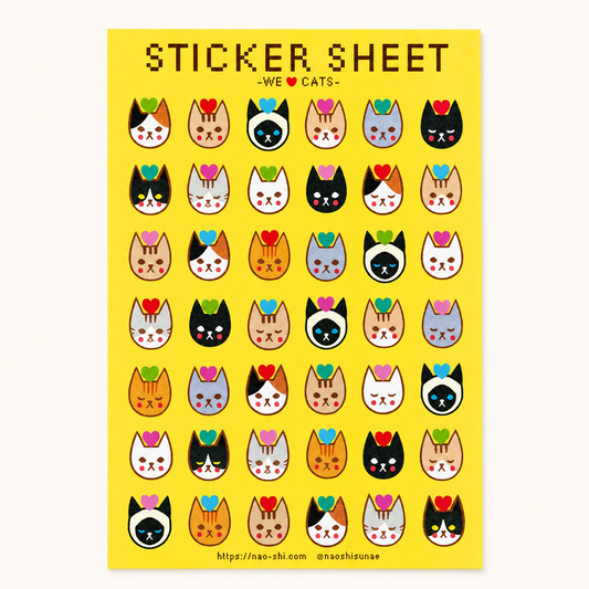 We Love Cats Sticker Sheet | Naoshi (CA)