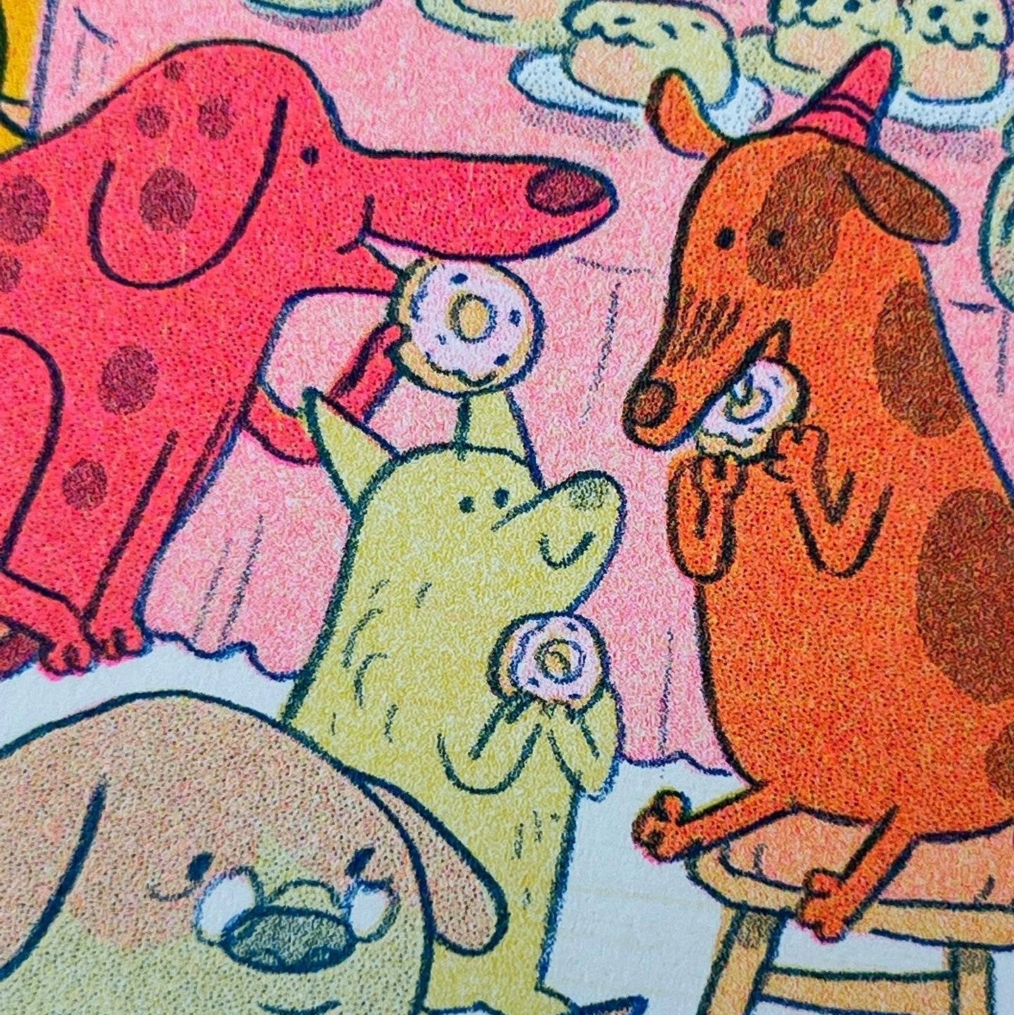 Doggy Tea Party Risograph Print | Natalie Andrewson (CA)