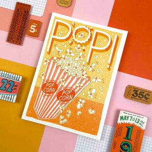 Pop! Popcorn A5 Risograph Print | Jacqueline Colley (UK)