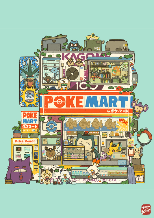 Poke Mart Postcard Mini Art Print | Sushiboiiiyy (CAN)