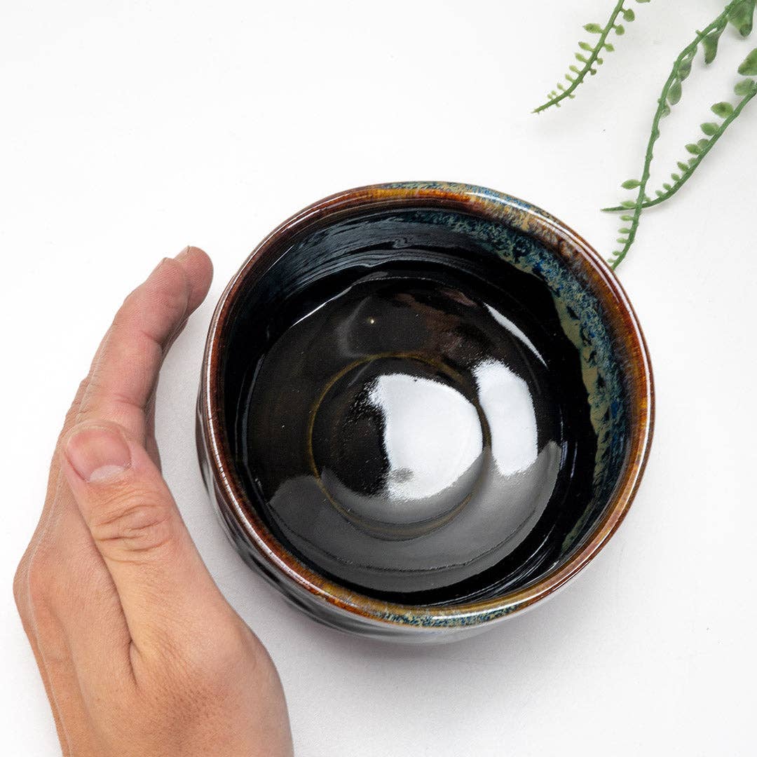 Matcha Bowl Black Blue Reactive Glaze (Japan)