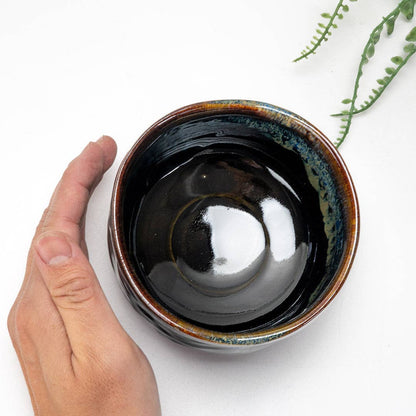 Matcha Bowl Black Blue Reactive Glaze (Japan)