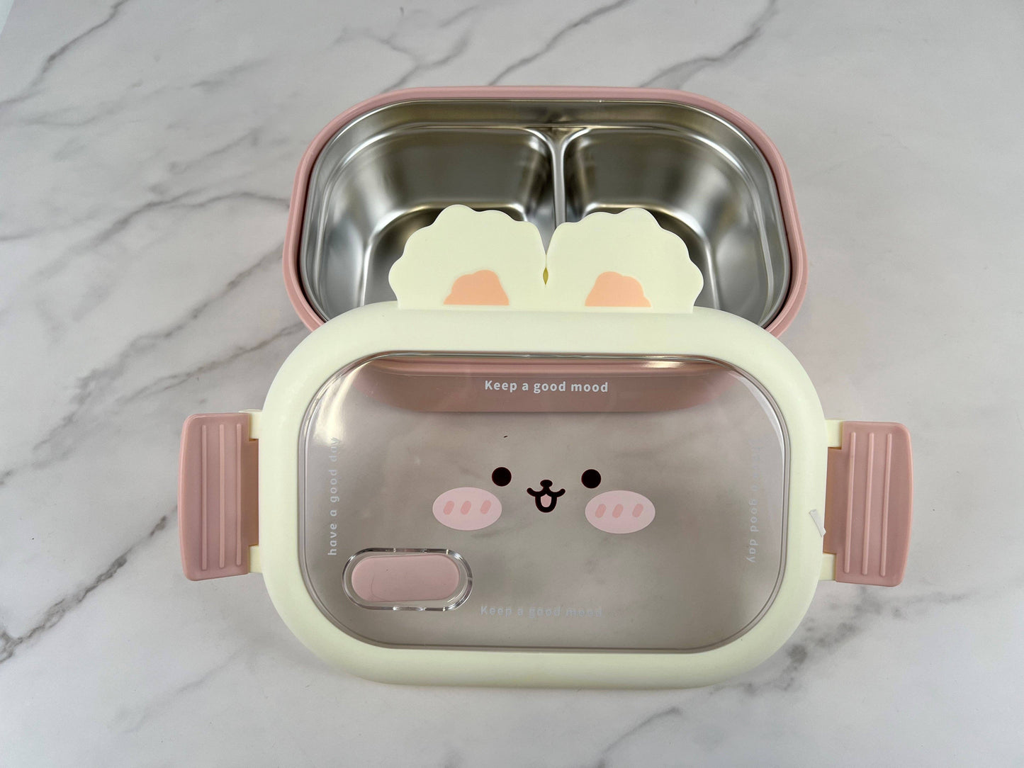 Rabbit Bunny Bento Lunch Box with Stainless Steel Interior Lining (Japan)