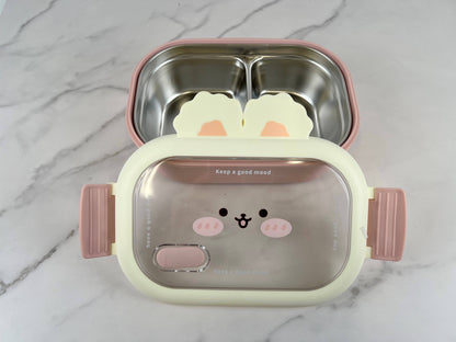 Rabbit Bunny Bento Lunch Box with Stainless Steel Interior Lining (Japan)