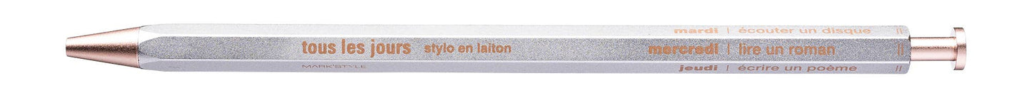 Tous Les Jours Gel Brass Ballpoint Pen | Silver |  Mark's Inc (Japan)