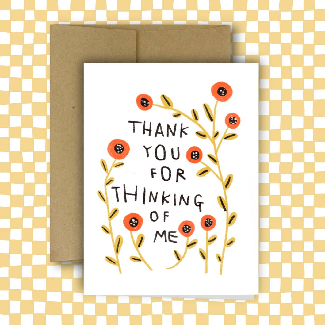 Thank You For Thinking of Me Greeting Card | Rani Ban Co. (NY)