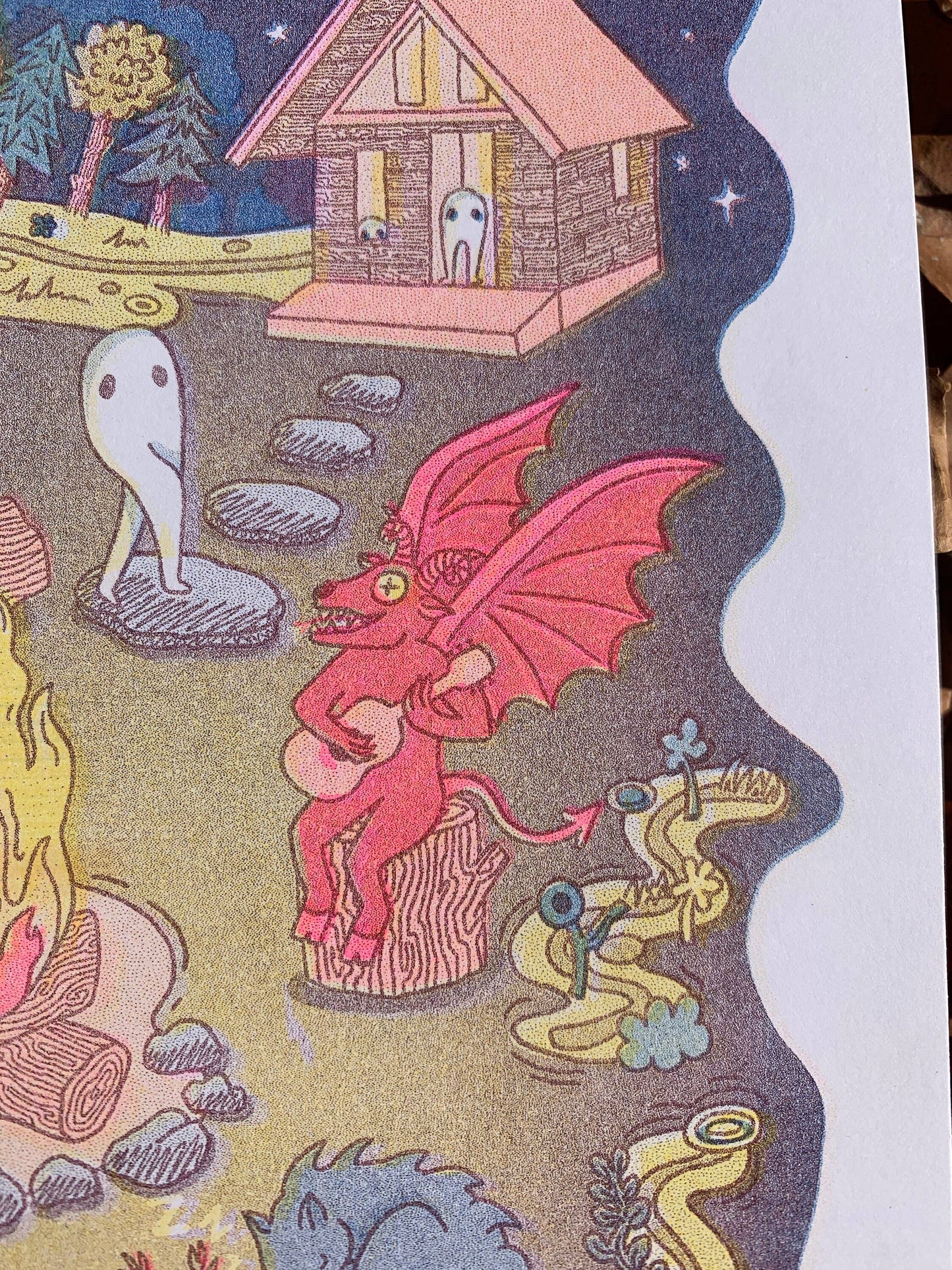 Camp Cryptid Risograph Print | Carrie Garrison (VA)