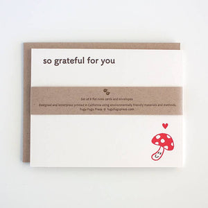 Grateful Mushroom Letterpress Flat Note Card | Fugu Fugu Press (CA)