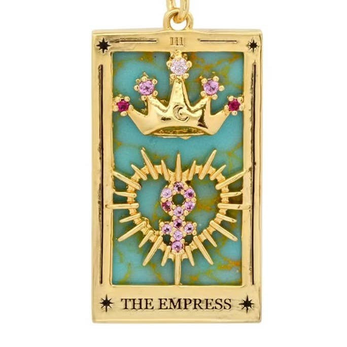 Tarot Card Necklace | The Empress | Steel/ Enamel/14K | Christine Jehlickova (ONT)