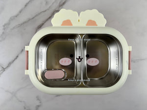 Rabbit Bunny Bento Lunch Box with Stainless Steel Interior Lining (Japan)