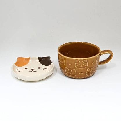 Calico Cat Coffee Mug With Saucer Lid | Nagomi (Japan)