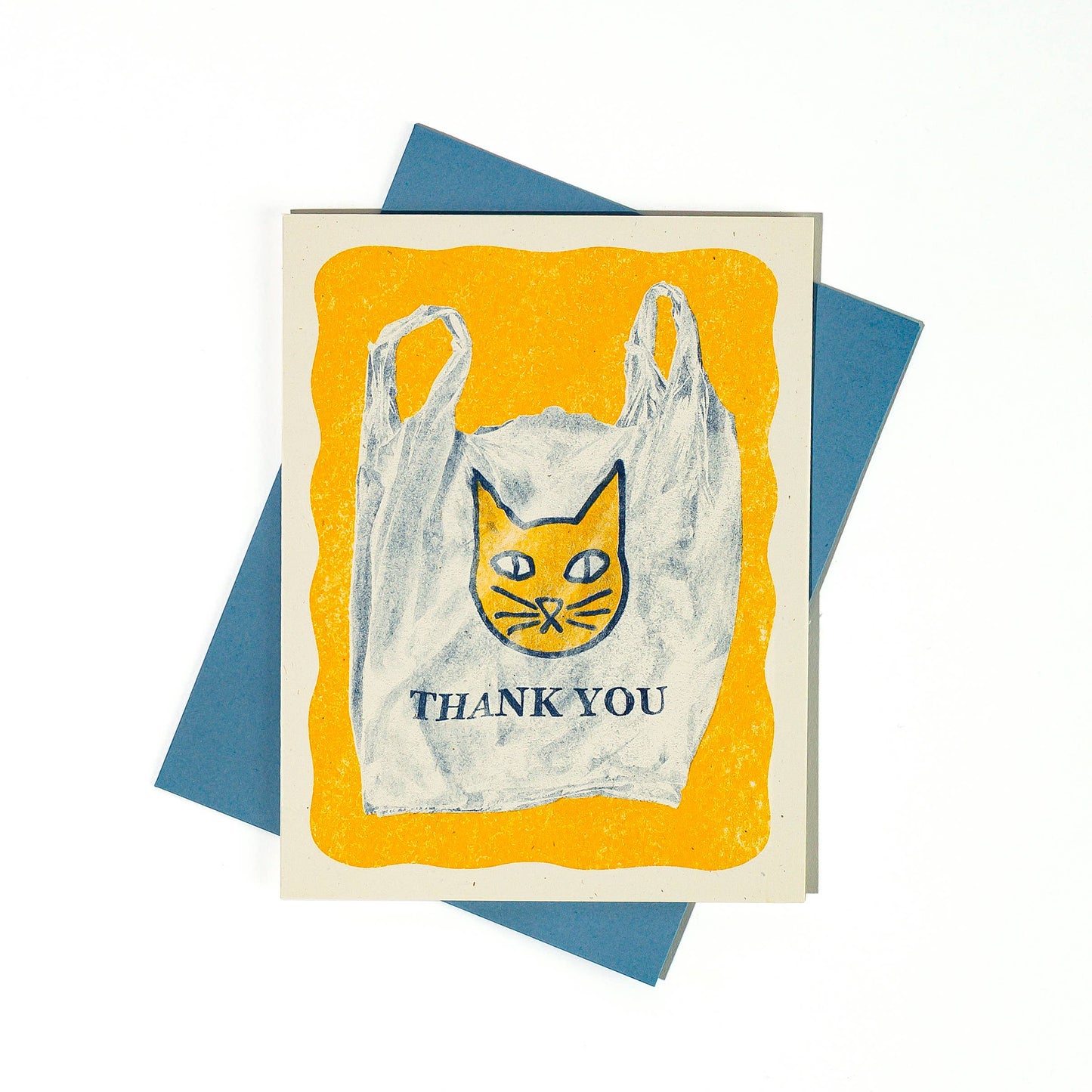 Thank You Cat Bag Risograph Card | Bromstad Printing Co. (VA)