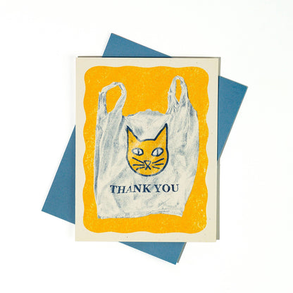 Thank You Cat Bag Risograph Card | Bromstad Printing Co. (VA)