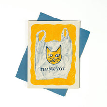 Load image into Gallery viewer, Thank You Cat Bag Risograph Card | Bromstad Printing Co. (VA)
