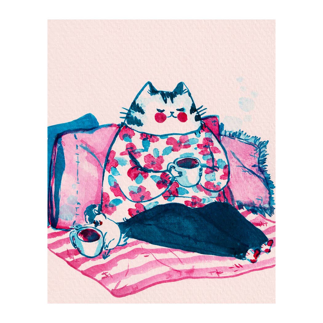 Coffee with Nice Cat Art Print | Rebekah Evans (NC)