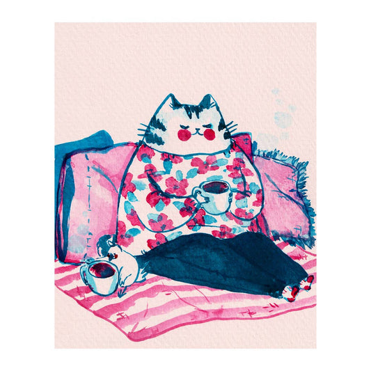 Coffee with Nice Cat Art Print | Rebekah Evans (NC)