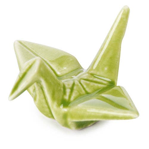 Origami Crane Ceramic Chopstick Rest – Green
